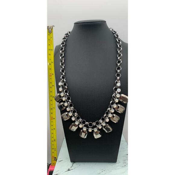 Chico's Dark Silver tone bold statement Faceted Frosted & Mirrored Rhinestones - Picture 5 of 6